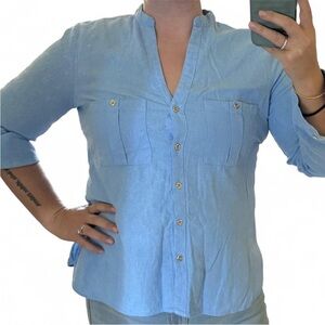 Zara Sky Blue Button-Down Shirt